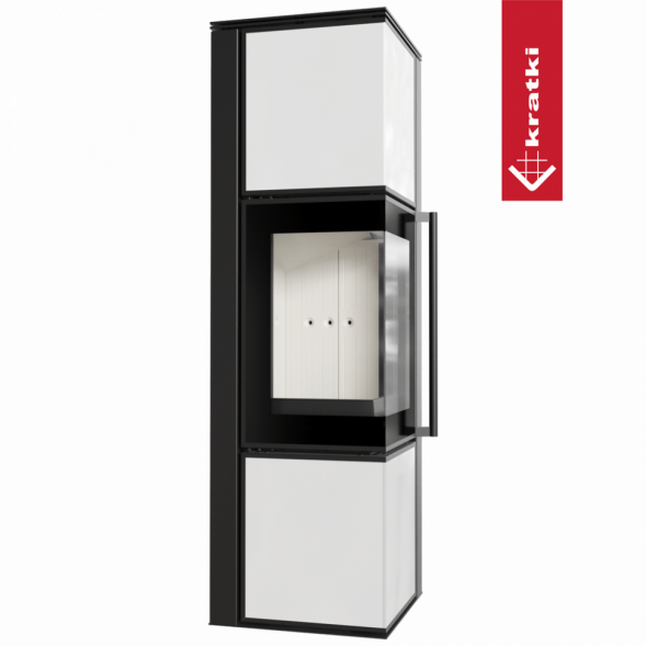 Печь Kratki PRO TORA/M, 8 кВт, белое стекло (Белая футеровка, с доводчиком)