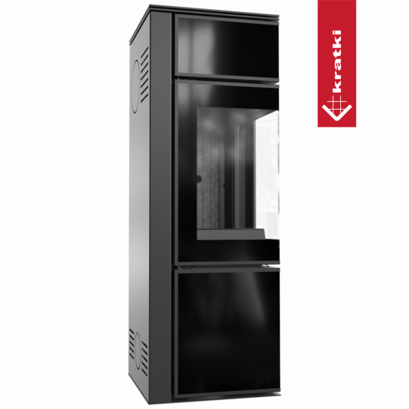 Печь Kratki Pro TORA/S 8 кВт, чёрное стекло (TORA/S, чёрное стекло, чёрная футеровка, с доводчиком)