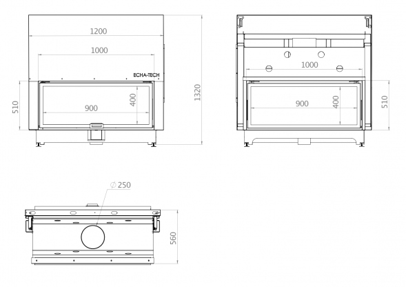 Каминная топка двойная 100x51 C G Echa Tech