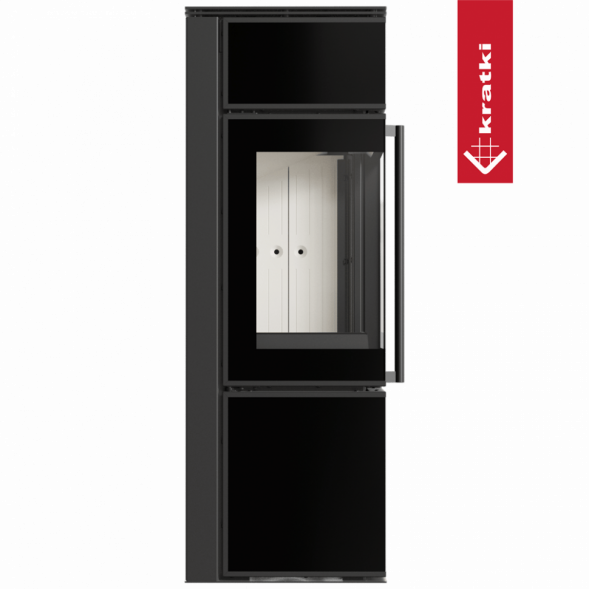 Печь Kratki Pro TORA/S 8 кВт, чёрное стекло (TORA/S, чёрное стекло, белая футеровка, с доводчиком)